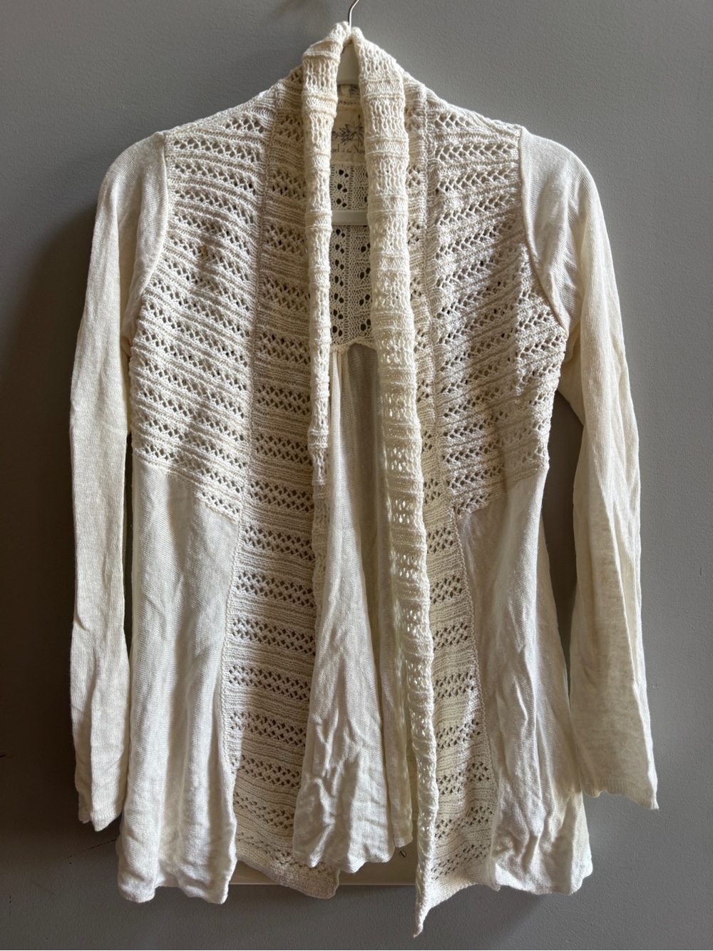 Anthropolgie-Angel of the North-Women's Cream Open Knit Cardigan